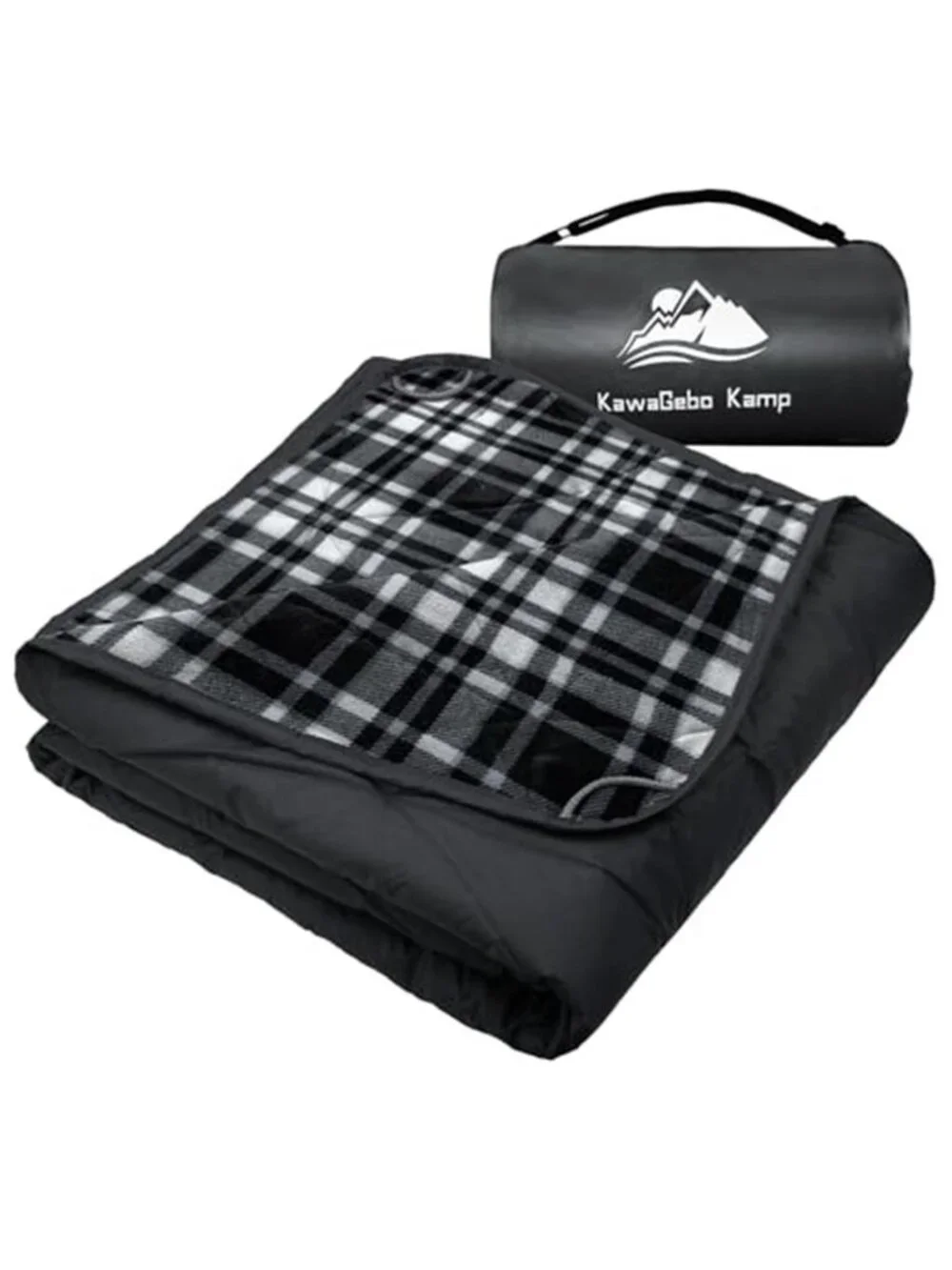 Waterproof Fleece Outdoor Blanket 80x58 Warm Stadium Camping Picnic Black